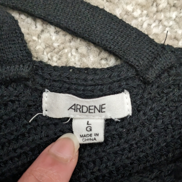 (2/$25) Ardene dropped shoulder sunray open back rib knit sweater black - Picture 11 of 14